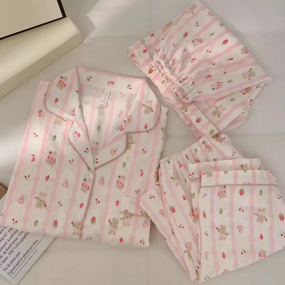 Ins Korean Version of The New Ms. Clouds Cotton Long-sleeved Long Pants Pajamas Home Wear Ms. Loose Cartoon Girls Sweet Live Set