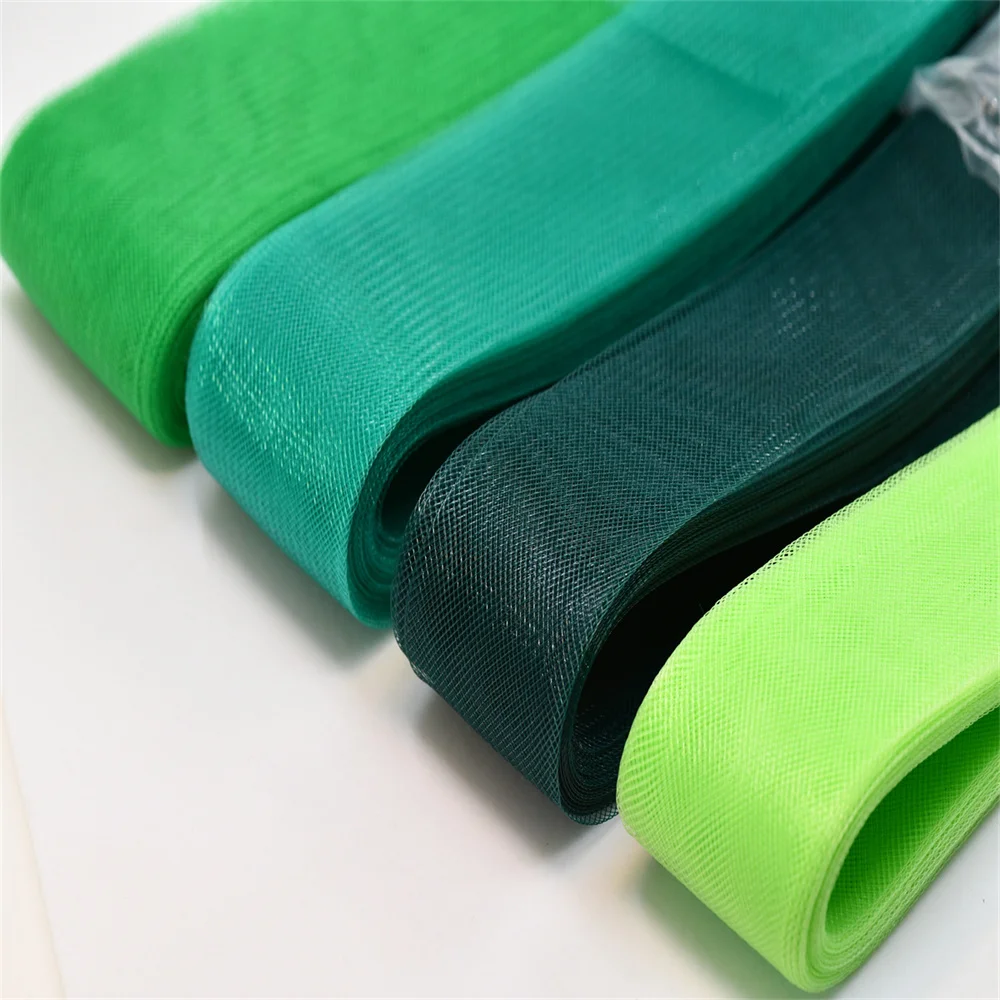 green series Soft  hard Crinoline for wedding dress horsehair braid Polyester Mesh Fabric  crinolina clothing accessories