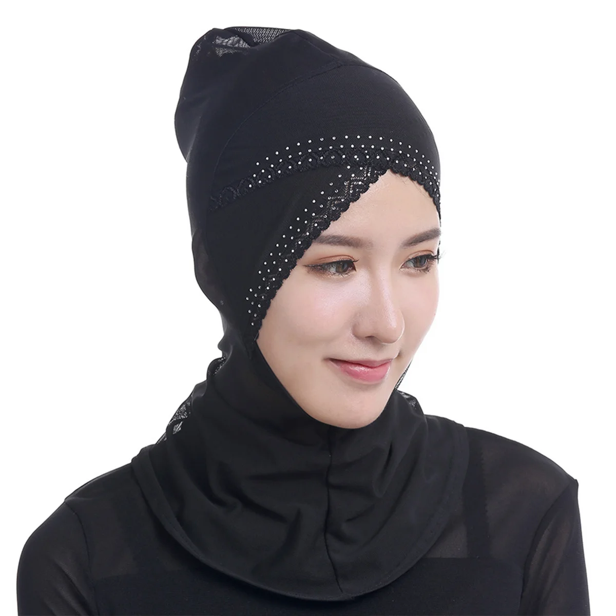 Sciarpa copri collo hijab musulmano elasticizzato leggero in rete traspirante con copertura completa in tinta unita regolabile color caffè