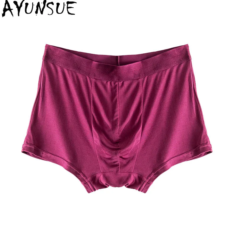 AYUNSUE 100% Natural Mulberry Silk Boxers for Men Soft Comfortable Breathable Underwear Seamless Silk Boxer Briefs Man Panties