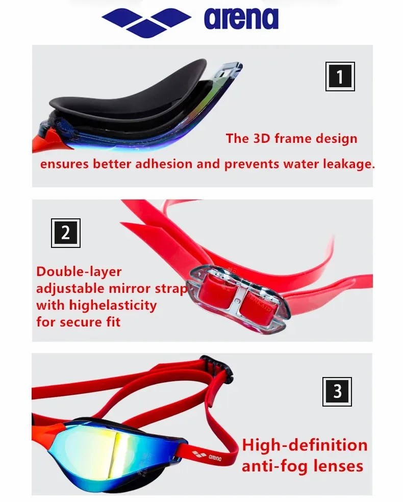 Aremd 25 Jahre Professionelle Renn-Schwimmbrille Wasserdicht Beschlagfrei Hochauflösend UV400 Wettkampf-Trainings-Schwimmausrüstung – Detail 16