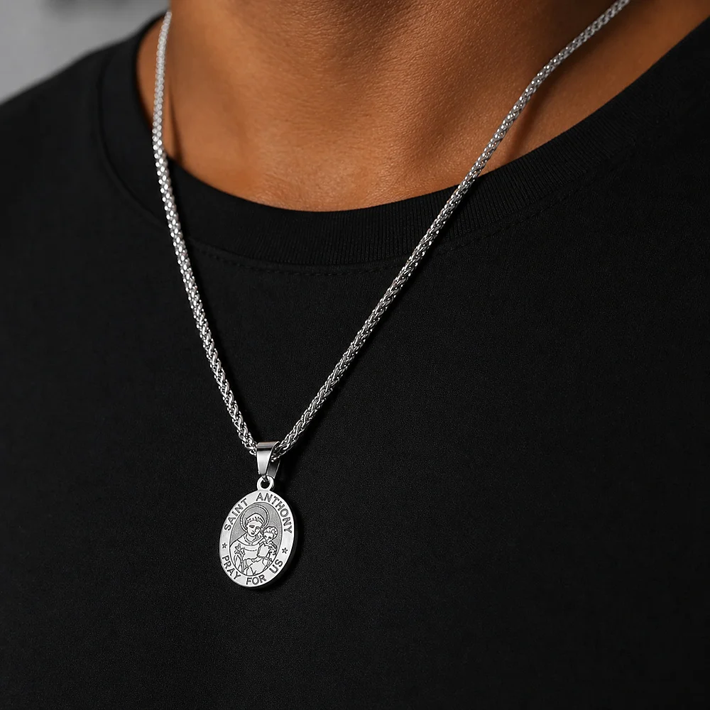 Einfache Herren-Halskette mit quadratischem silberfarbenem Edelstahl-Anhänger, Retro-Schlangenkette, Hip-Hop-Schmuck, Damen-Halskette, Accessoire – Detail 2
