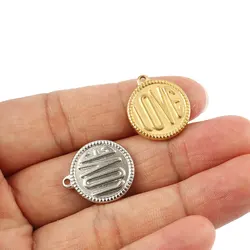 5pcs/Lot Stainless Steel Round Letter Pendant Charms For DIY Necklace Earrings Jewelry Making Supplies Accessories