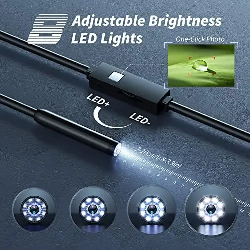 كاميرا المنظار 1080P HD أدوات Borescope مع 8 أضواء LED قابلة للتعديل المنظار مع أنبوب كاميرا ثعبان 1 متر لنظام Ios أندرويد