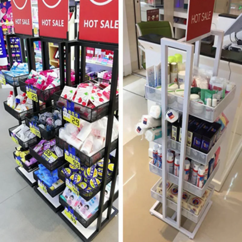 Custom.Kainice مخصص 4 طبقات معدنية ماكياج مستحضرات التجميل متجر عرض موقف رف عرض البيع بالتجزئة مع لوحة #6