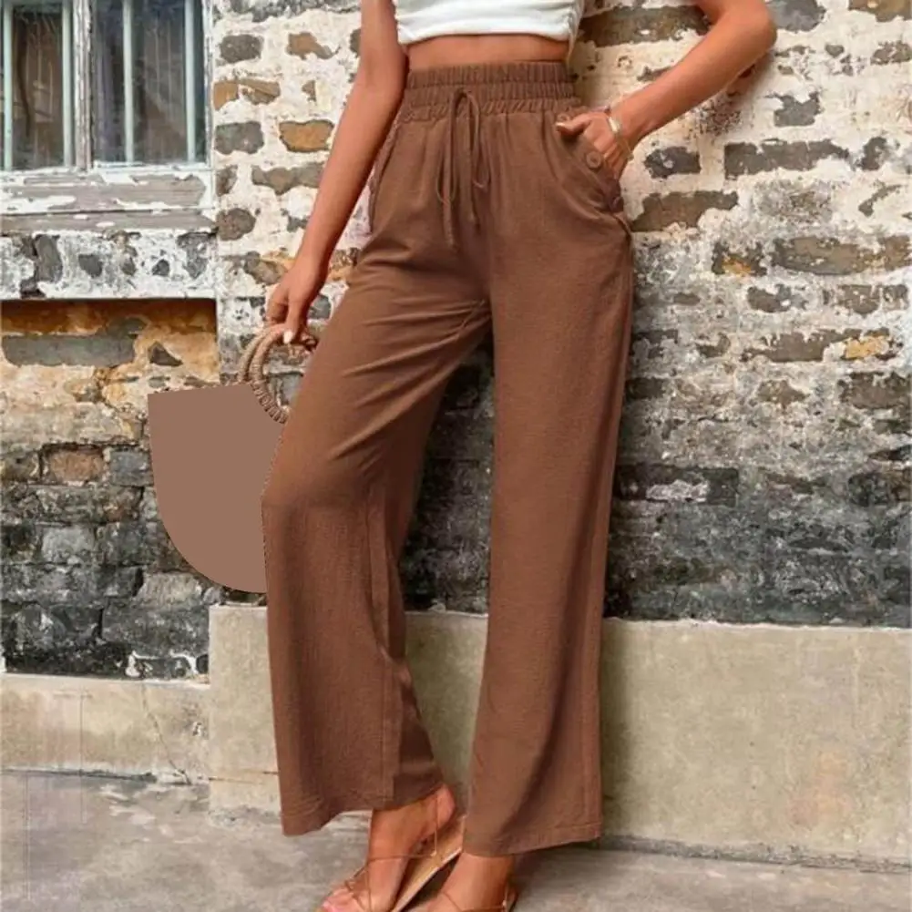 

Elastic High Waist Pants Stylish Women's High Waist Wide Leg Trousers Breathable Comfortable Ankle Length Pants for A Casual