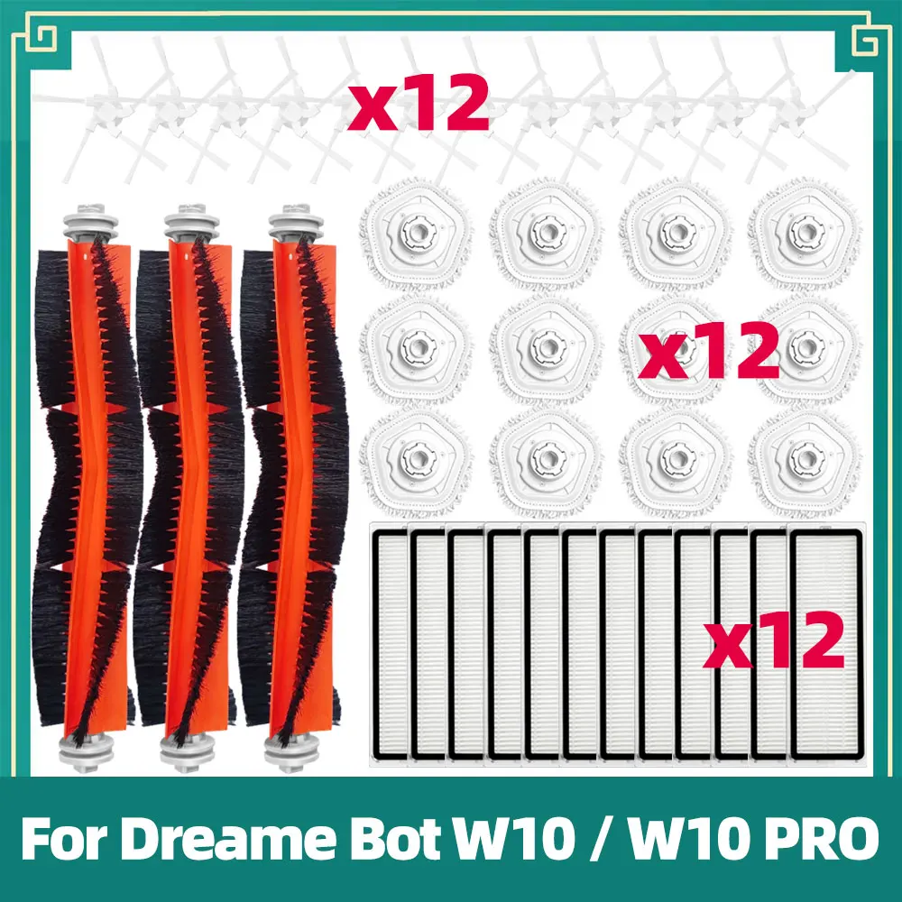 Zubehör Kompatibel mit Dreame Bot W10 / W10 PRO Roboterstaubsauger Ersatzteile Hauptbürste Seitenbürste HEPA-Filter Wischmopp