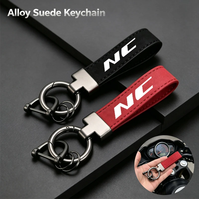 Leather Suede Keychain Deluxe High-Grade Motorcycle Key Ring For Honda NC750X NC 750X NC700S NC700X NC700D NC750L Accessories