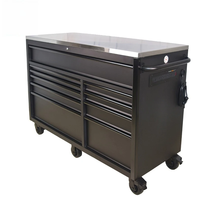 Tool Cabinet 52 Inch 10 Drawer Tool Box Tool Box Mechanical Garage Trolley with Wheels Powder Glide Steel