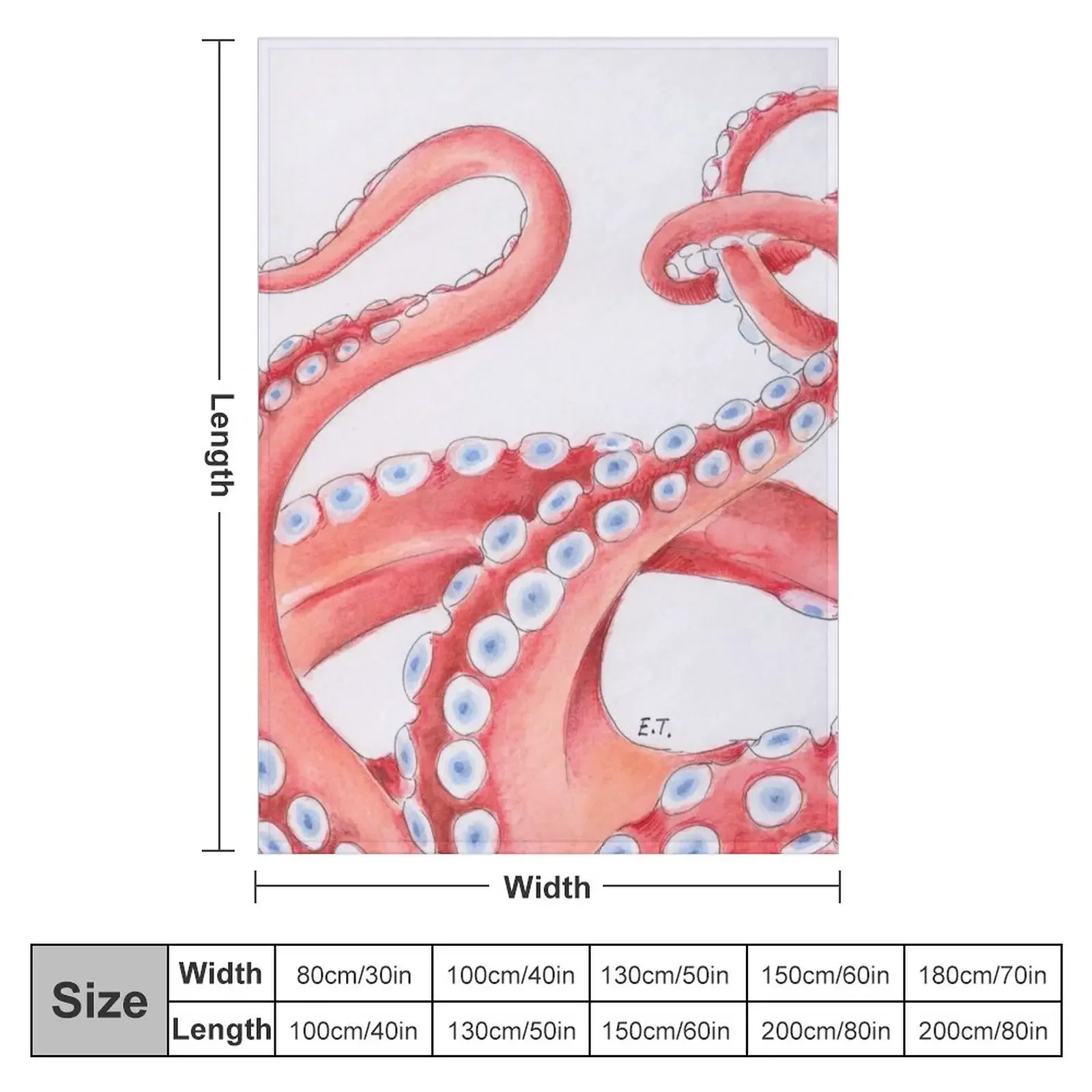 Red Tentacles Octopus Kraken Watercolor Ink dance Beach Exotic Throw Blanket Cute Stuffeds Thin Multi-Purpose Blankets