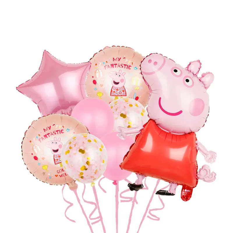 Juego de globos de dibujos animados de la serie Peppa Pig, juguete de cumpleaños de George, decoración de película de aluminio, suministros para fiestas