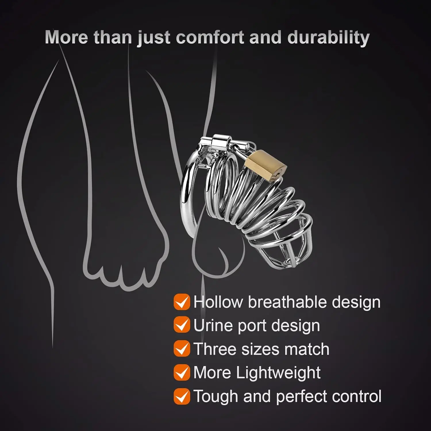 جهاز العفة المعدني للذكور، 3 حلقات قابلة للتعديل من الفولاذ المقاوم للصدأ قفص BDSM ألعاب للرجال قفل الامتناع عن ممارسة الجنس لعبة الجنس الكبار المضادة للغش