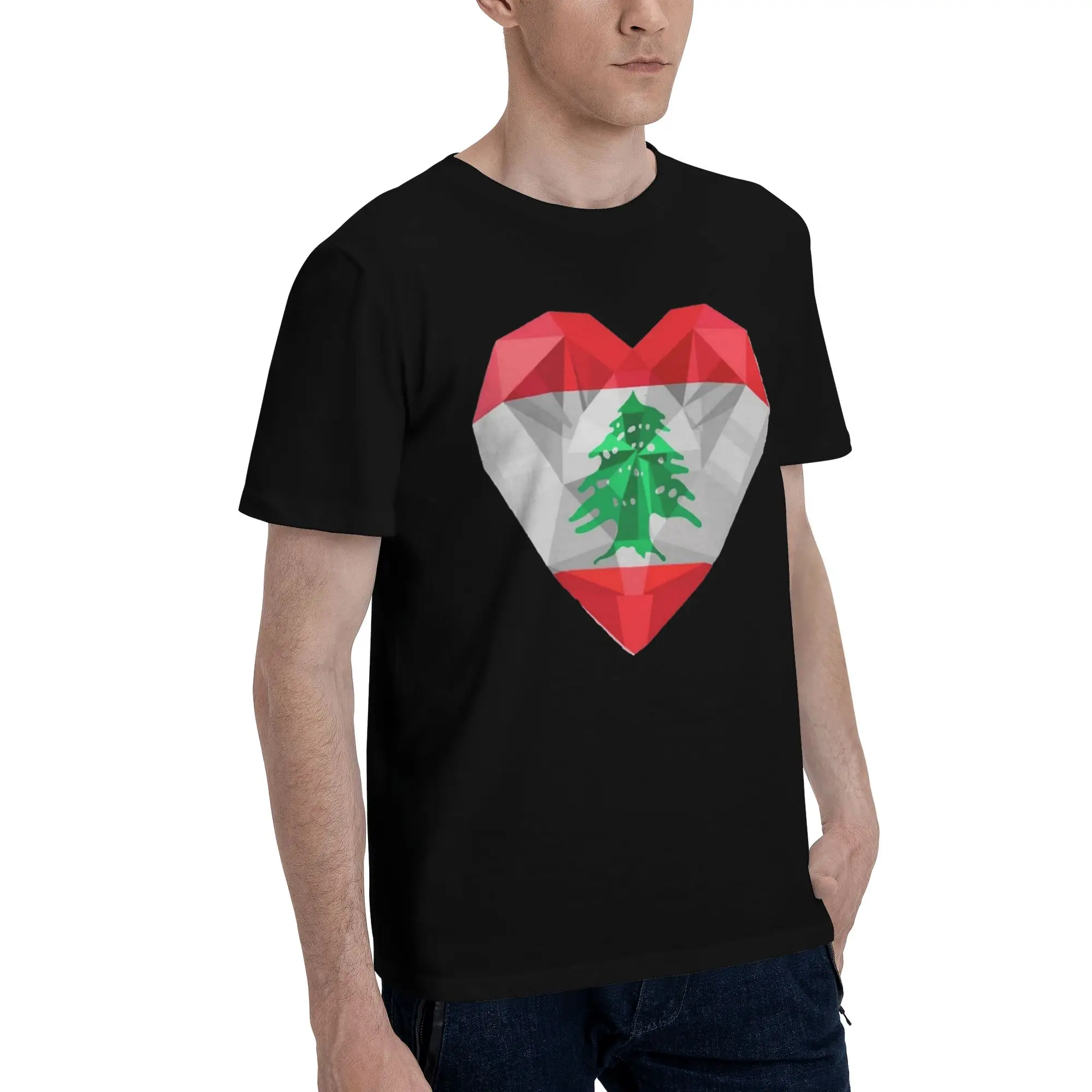 Lebanon Flag Heart Outfit Men Women T Shirt Cotton Tee Print  T-shirt Clothing