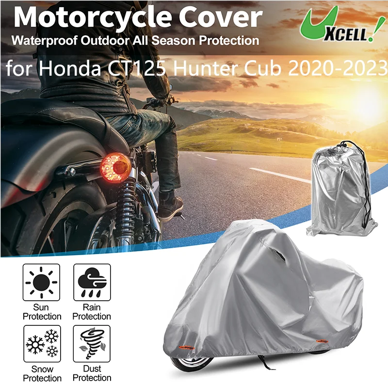 

UXCELL 210D-PU/310D-PU Full Cover Motorcycle Cover Outdoor Fit for Honda CT125 Hunter Cub 2020-2023 Waterproof Motorbike Cover