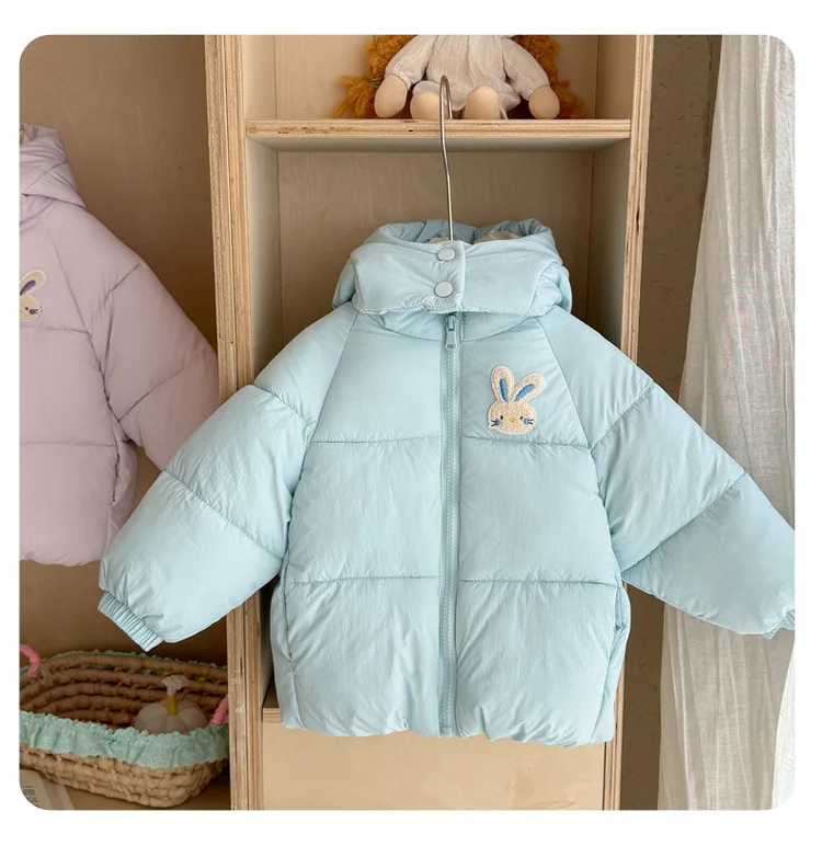 Kleinkind Mädchen Kapuzen-Steppjacke 2026 Herbst Winter Baby Kinder Niedliche Hasen-Handtuch-Stickerei Reißverschluss Warme Dicke Oberbekleidung – Detail 7