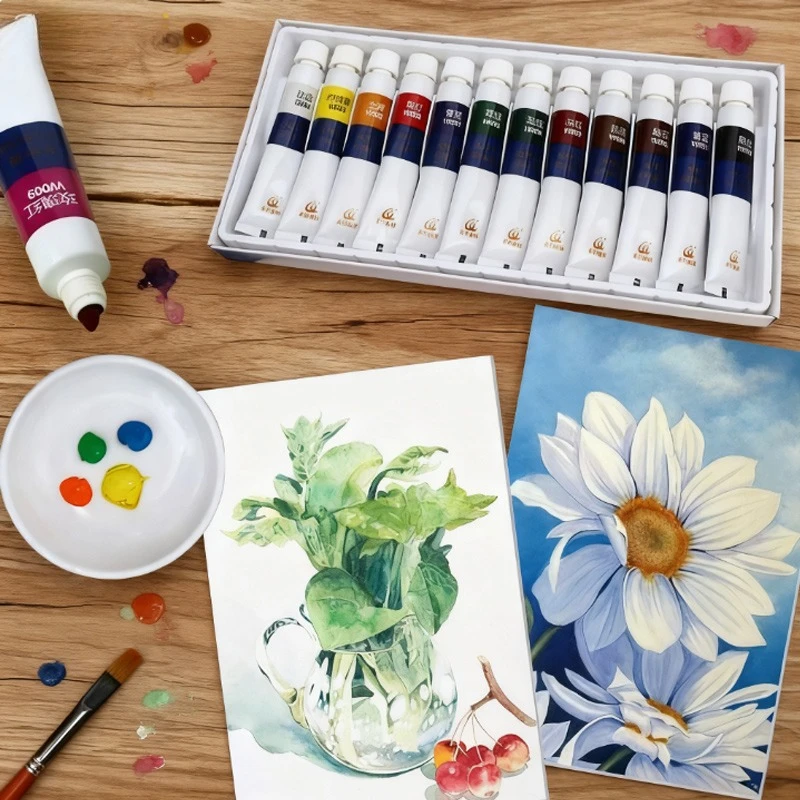 12/18/24 لون 5/12 مللي ألوان مائية صبغة الغواش ألوان زاهية قابلة للغسل لوحة جرافيتي توضيحية تصميم رسم خارجي #1