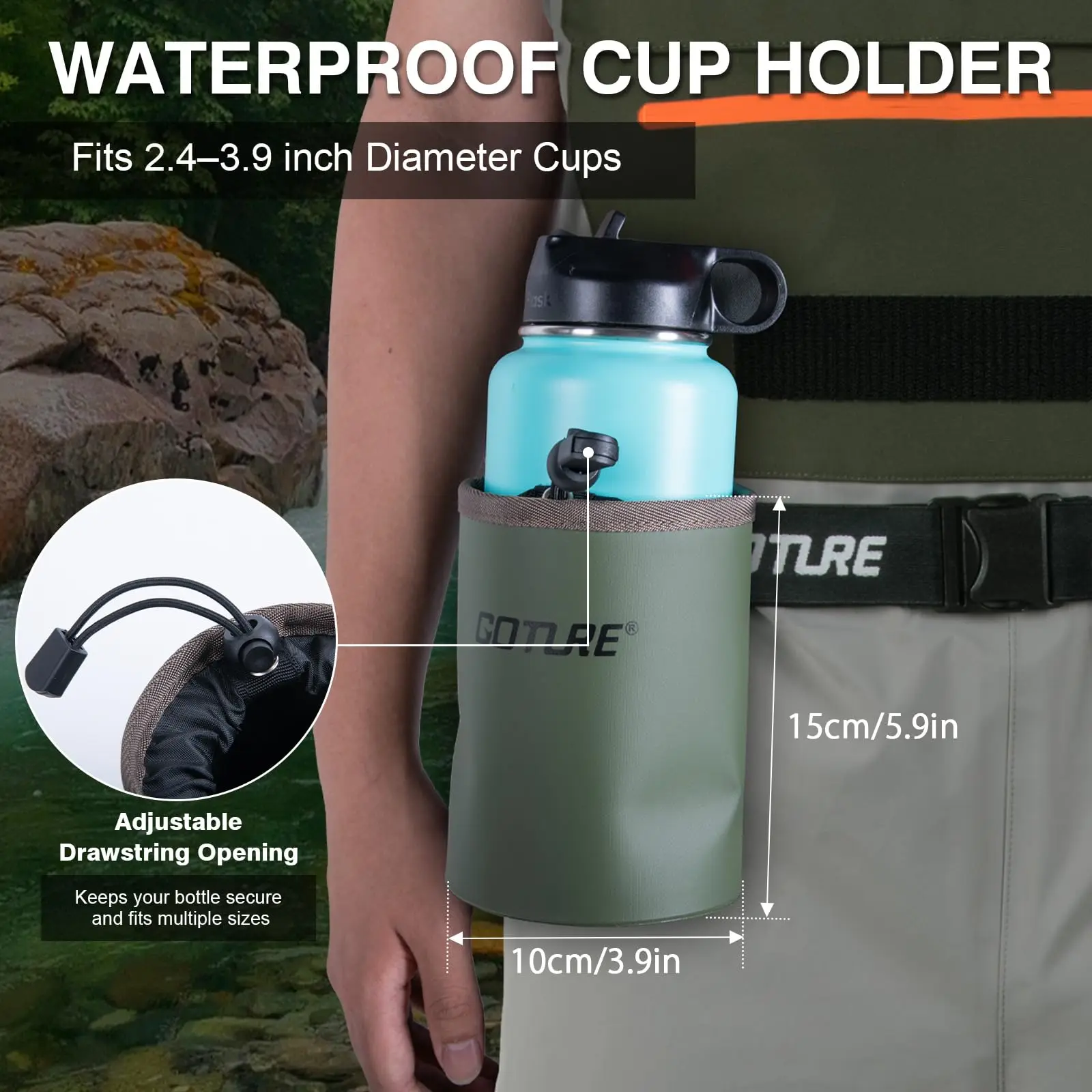 Goture 5-Layer Breathable Wader, Lightweight Fishing Hunting Waders with High-seal Waterproof Chest Seam Zipper, Handwarmer