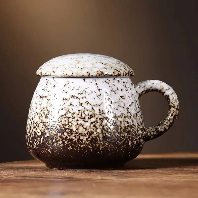 

Coarse Ceramic Mug with Lid 1000ml Household Water Cup Ceramic Office Big Belly Cup Coffee Cup