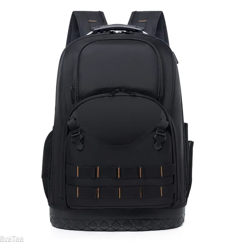 New Tool Backpack with Plastic Bottom Insert Pockets Large Transparent Zipper Pocket Tool Organizer for Electrician Tools