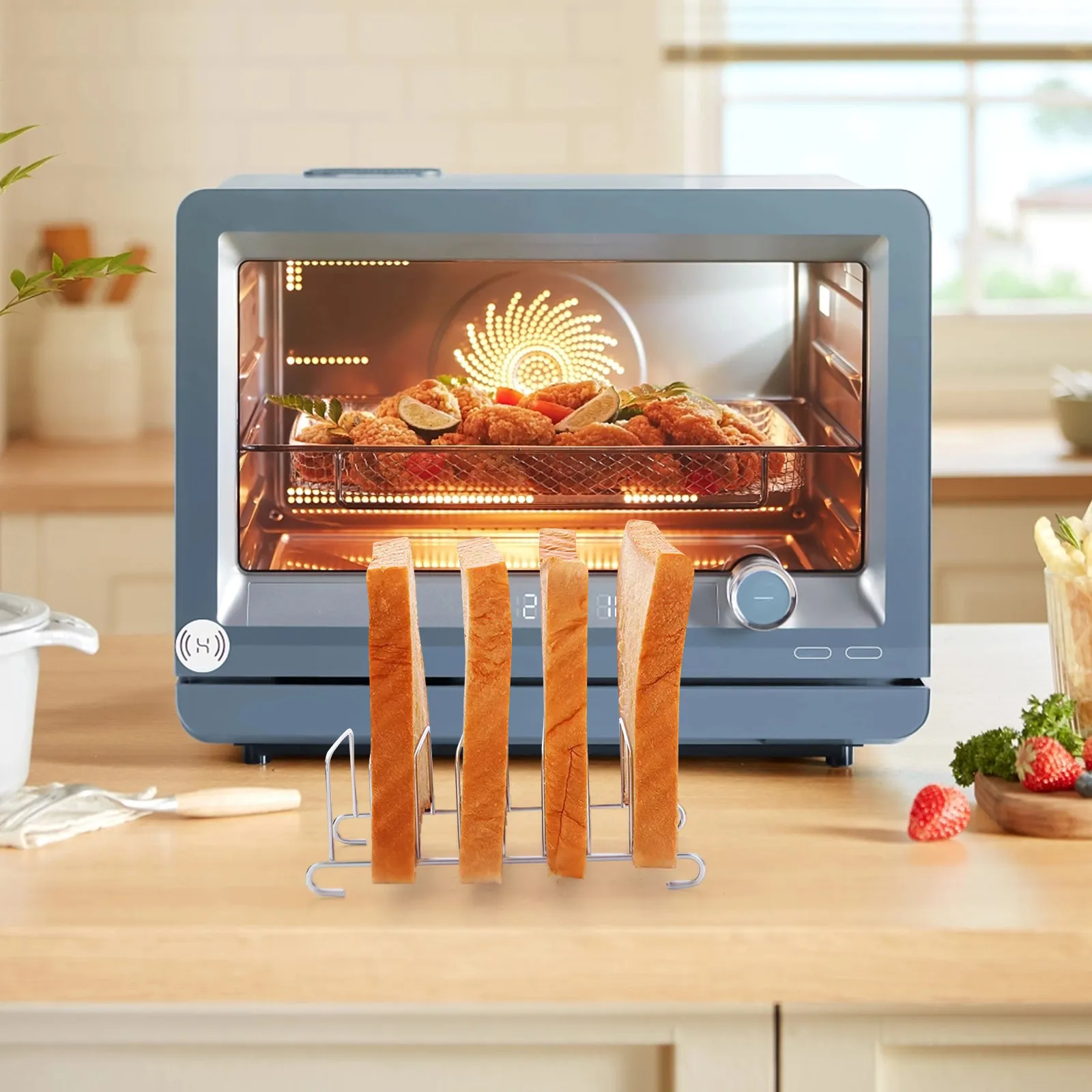 Stainless Steel Cooking Rack 2 Pack for Air Fryer Toaster Oven Steamer Bread Baking Roasting Kitchen