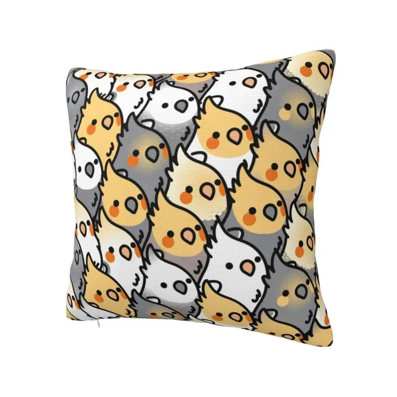 Chubby Cockatiel Party Cushion Cover 40x40cm Home Decor 3D Print Cute Parrot Birds Throw Pillow for Car Double-sided