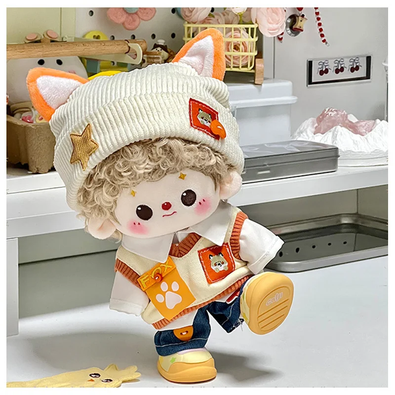 

10cm/15cm/20cm Cotton Doll Clothing No Attributes Dress Up Set Cute Orange Plush Doll Set Normal Body Dolls Accessoties