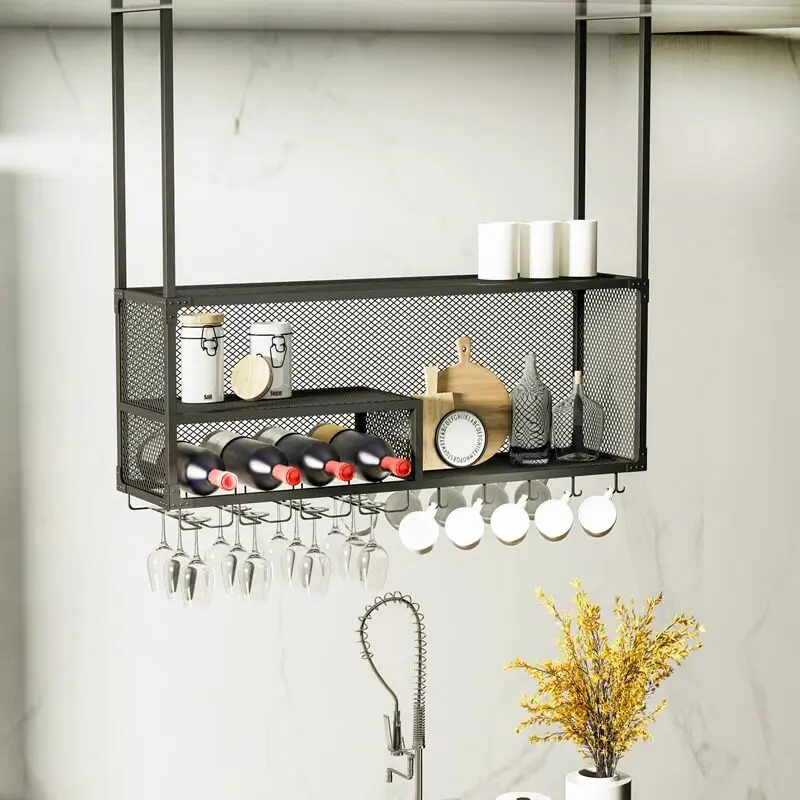 

Kitchen Retractable Storage Rack,Dishes,Seasoning Storage Rack,Layered Pot Rack,High Footed Cup Racks,Restaurant Bar Wine Racks