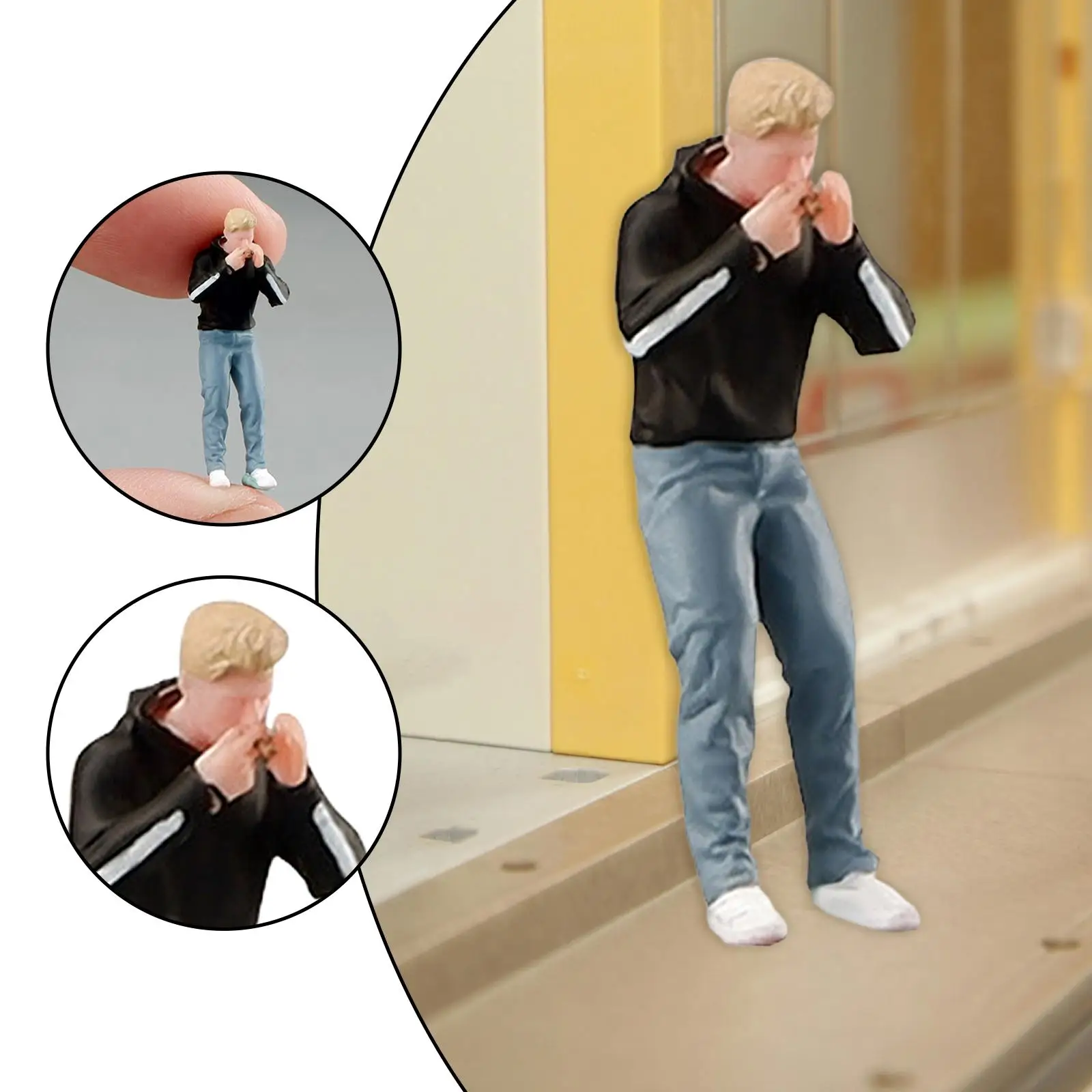 1:64 Diorama Fotografie Man Figuur Scène Layout Bureau Decor Collectible Mannelijke Miniatuur Beeldje voor Verjaardagscadeau Film Prop