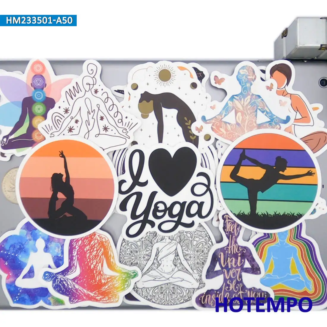 20/30/50Pieces India Culture Chakras Style Yoga Stickers for Girls Journal Scrapbook Car Bike Luggage Phone Laptop Sticker Toys