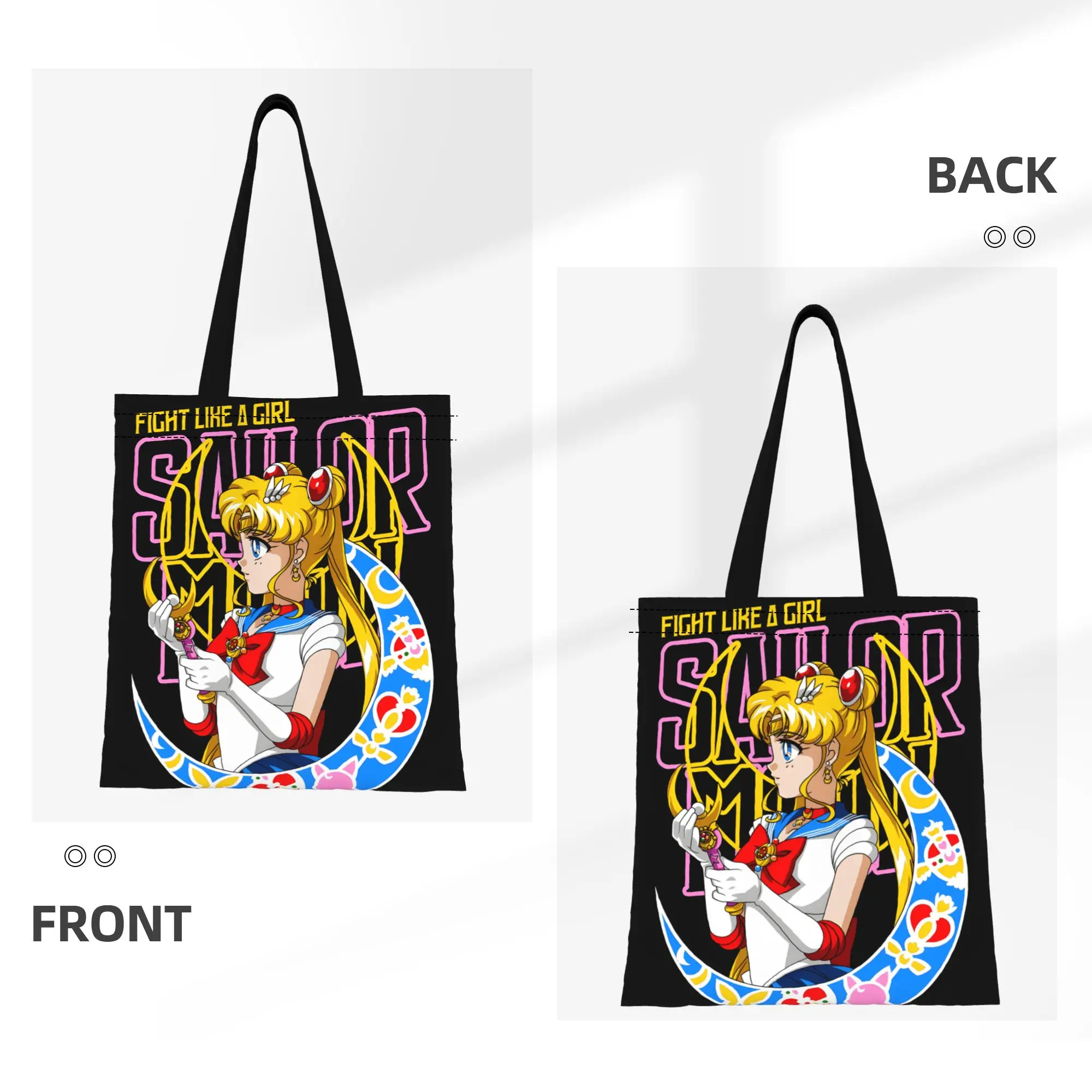 1PC Moon Princess Warrior Canvas Tote Bag Sailor Moon Canvas Tote Bag Perfect for Shopping Grocery Travel & Outdoor - view 2