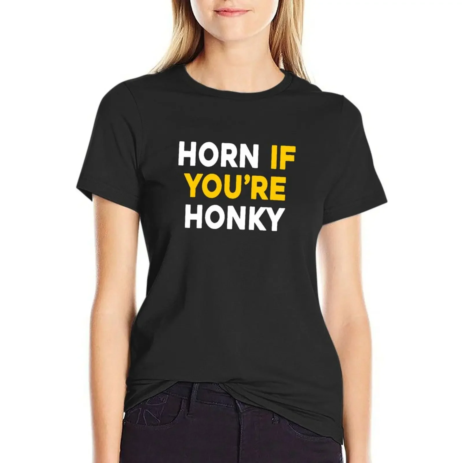 Horn If You're Honky T-Shirt oversized vintage clothes plus size tops shirts graphic tees womans clothing