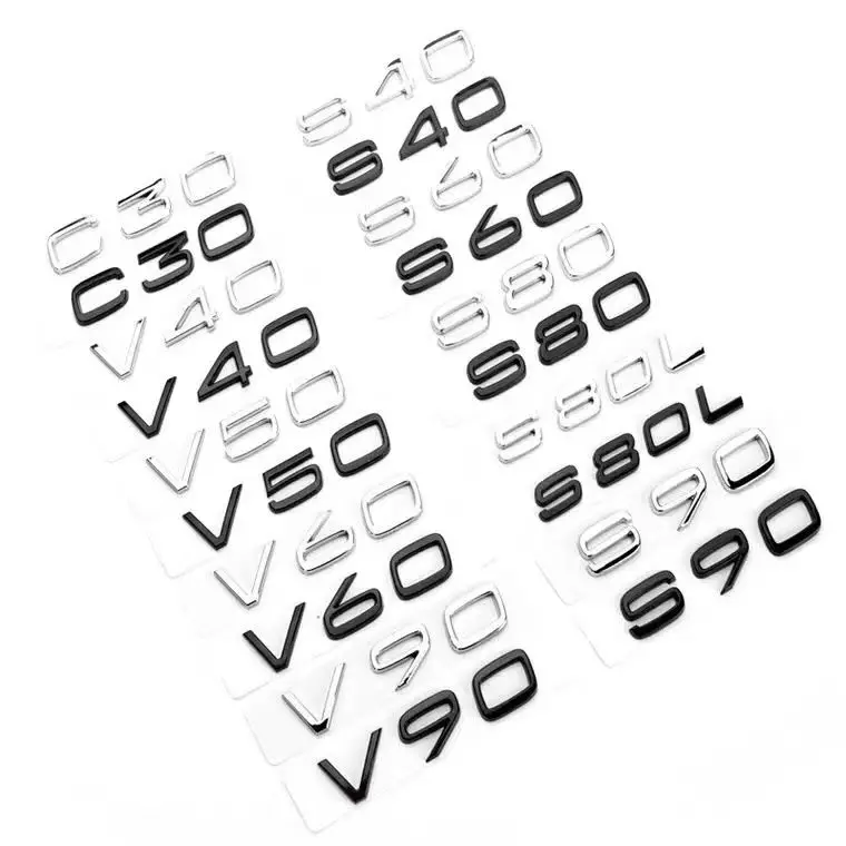 

3d Black Car Trunk Letters For Volvo C30 V40 V50 V60 V90 S40 S60 S80 S90 XC40 XC60 XC90 Emblem Logo Badge Sticker Accessories