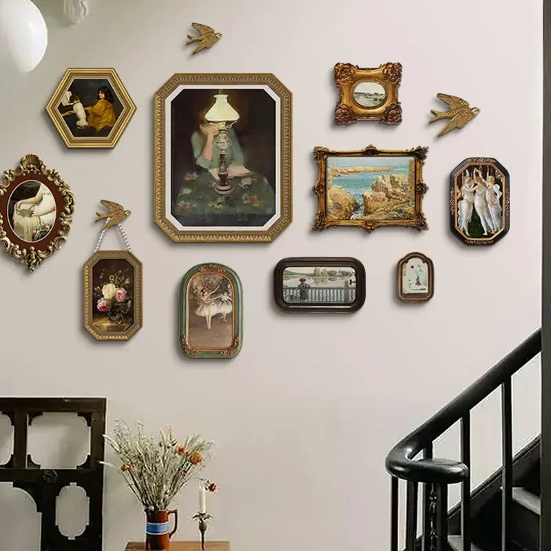Photo Frame Set French Vintage Cupid Decorative Painting of The Living Room Combination Background Wall Decoration Pendant