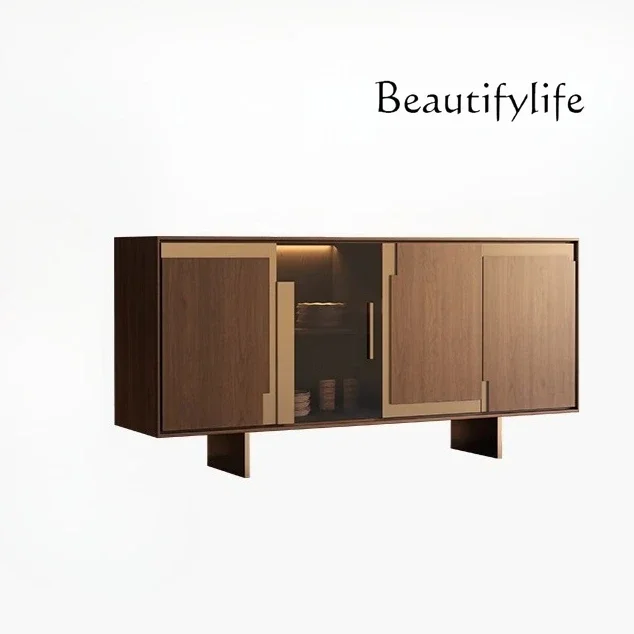 

Medieval style solid wood dining side cabinet Italian light luxury storage household storage log style living room wall cabinet