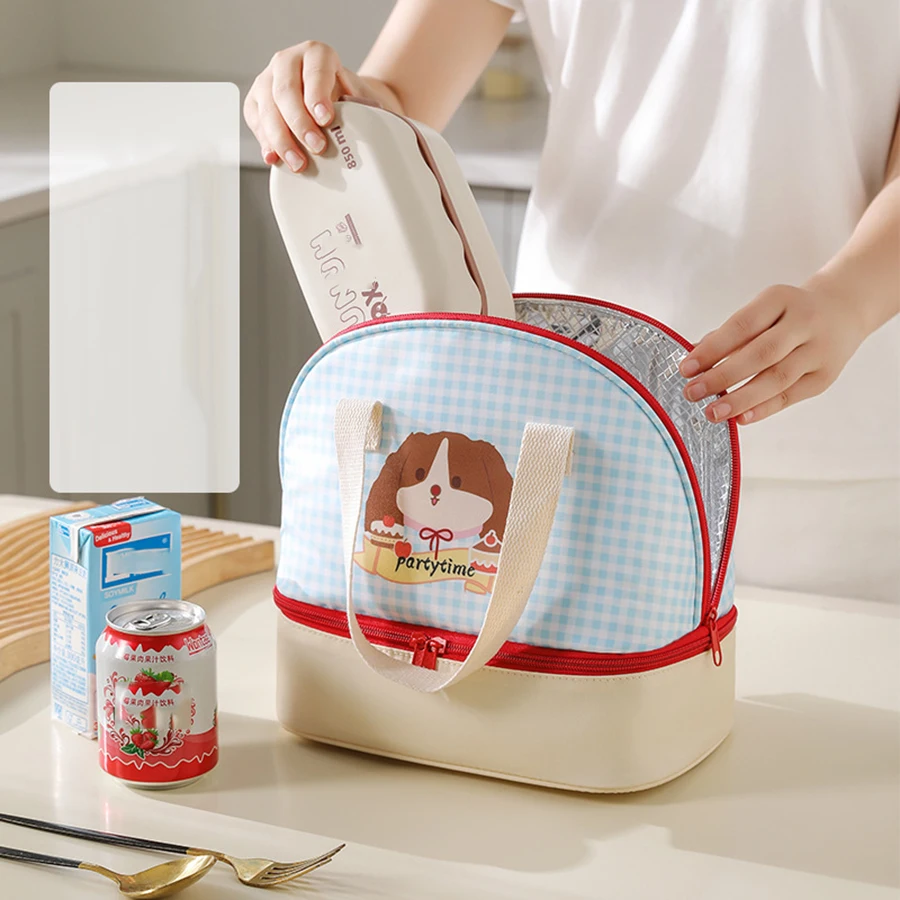 Borsa per il pranzo grande Capaci a doppio strato ell aped Borsa per pasti portatile isolata in foglio di alluminio carino per impiegati
