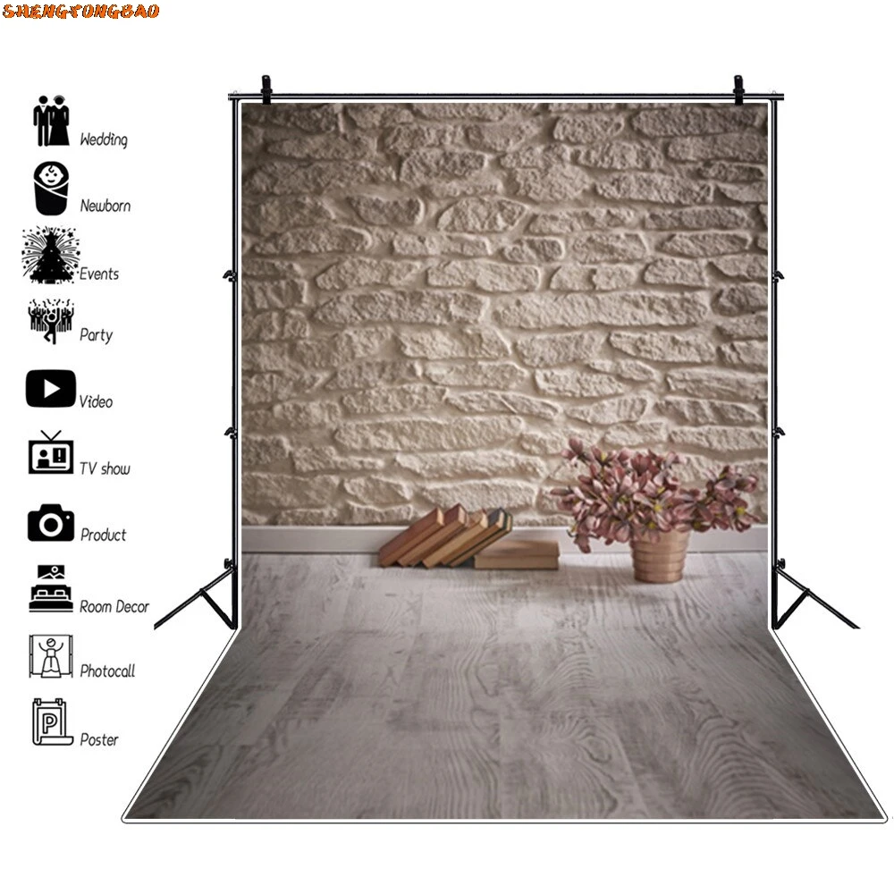 Белый кирпичная стена деревянный пол фон для фотосъемки детский питомец торт Smash портрет фотосессия фото фон