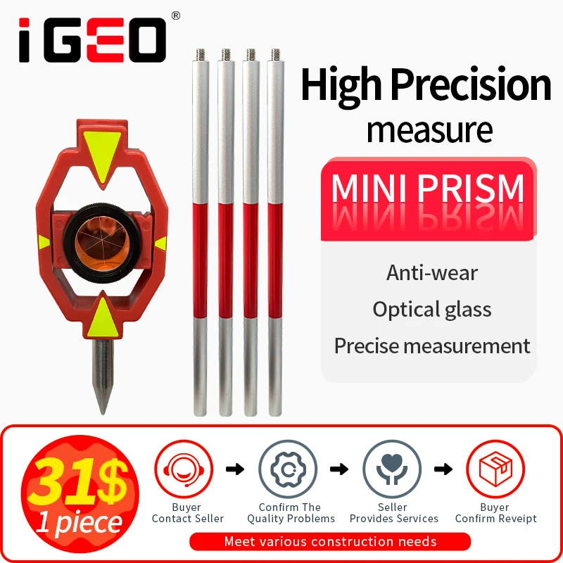 

New Aluminium Alloy mini prism with 4 Poles for total station + 17.5 mm/-30 mm/0 mm offset