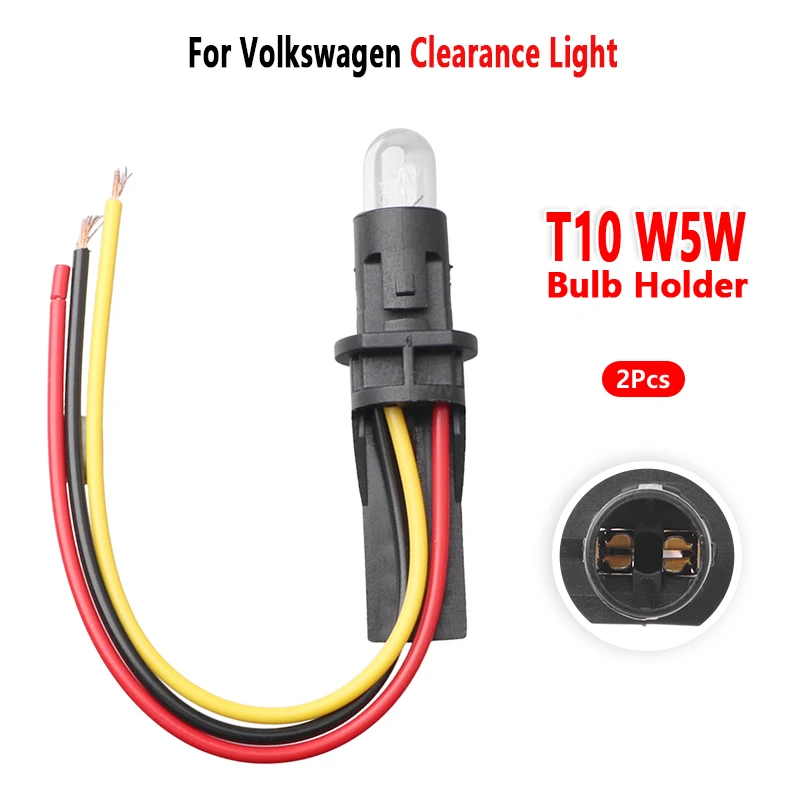 For Volkswagen Golf 6 2011 Clearance Light T10 W5W Bulb Holder Socket Base Wire Connector 2Pc