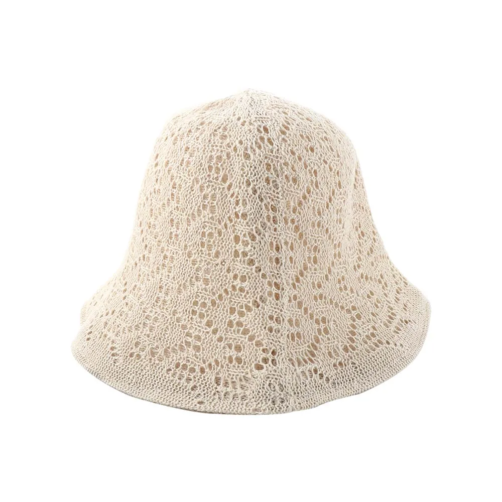 Simple Girl Pure Color Caps Sun Protection Hollow Linen Spring Basin Korean Style Caps Sun Hat Bucket Hat Female Hats