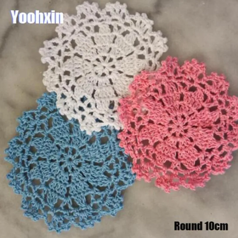 Hot Round Placemat Cup Coaster Mug Kitchen Christmas Table Place Mat Cloth Lace Crochet Tea Coffee Pan Doily Handmade Pad