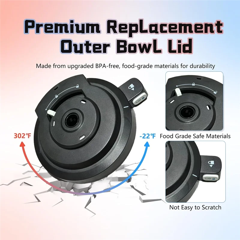 KEOL-For Ninja NC700/NC701 غطاء وعاء خارجي مع حلقة لإحكام الإغلاق استبدال صانع الآيس كريم القابل لإعادة الاستخدام غطاء وعاء كريم (بدون مجداف)