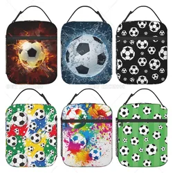 Fußball-Lunchbox für Jungen und Mädchen, Lunchtasche für Kinder, wasserdicht, wiederverwendbar, isoliert, 3D-Fußball-Lunchbox für die Schule mit Seitentasche