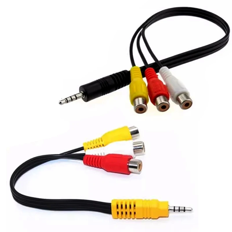 1PCS 3.5MM To Jack 3 RCA Cable Video Component AV Adapter Cable For TCL TV Red White And Yellow Female