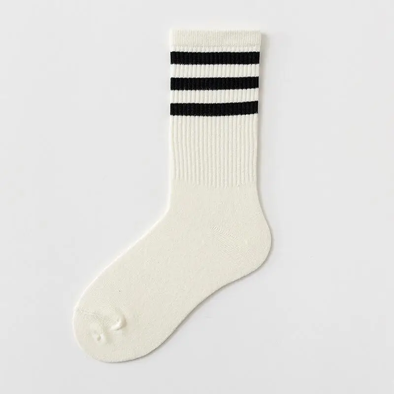 Hot Sale Fashion Korea Harajuku Socks Street Hip Hop Skateboard Striped Mid Tube Socks Solid Color Breathable Cotton Socks High