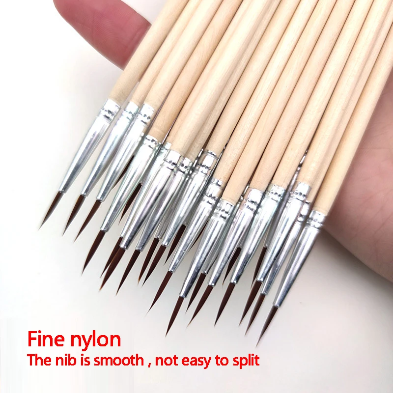 Wood Color Hook Line Pen Long Tail Nylonhair Painting Brush Children DIY Art Supplies Tool Stationery Watercolor Painting Pen