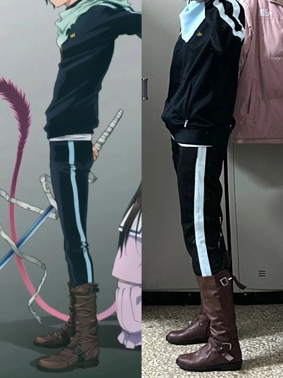 

Yato Cosplay Black Tracksuit Top Coat Pants Scarf Wig Daily Leisure Outfit Halloween Costume for Men Women