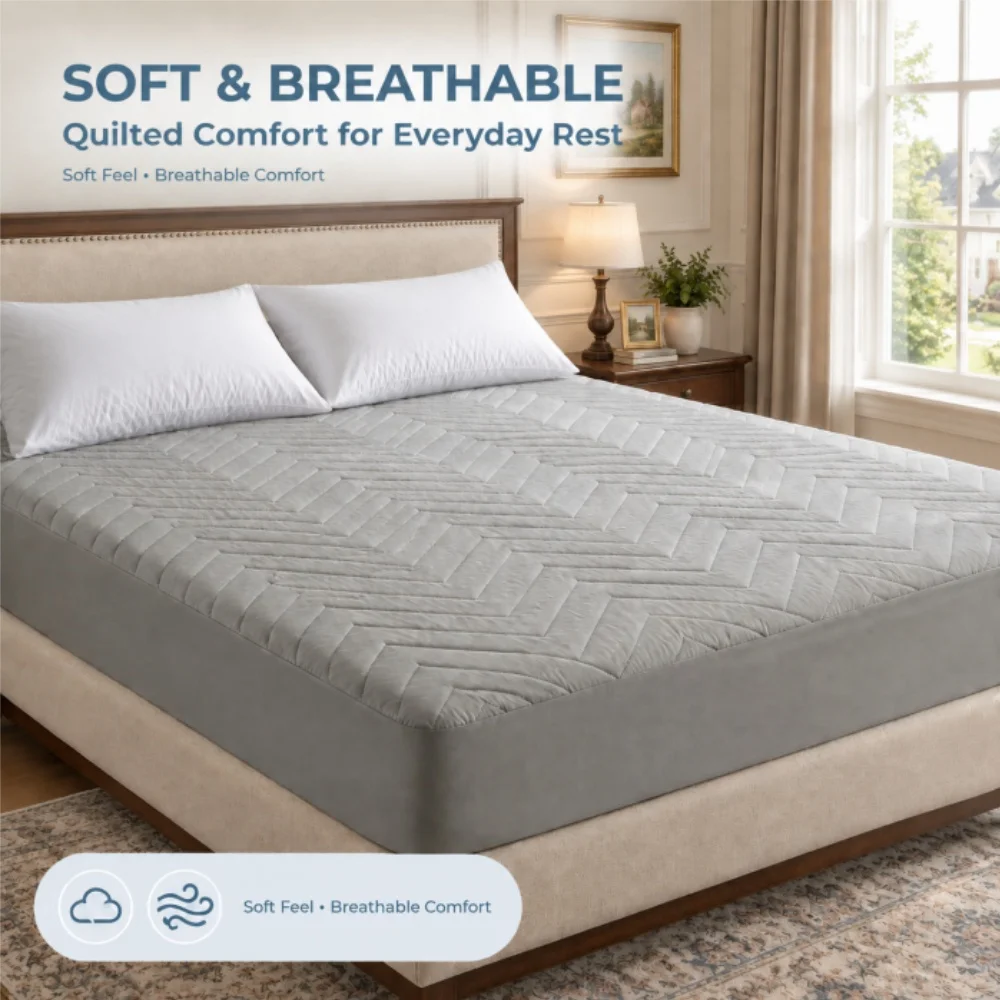 Waterproof Fitted Mattress Protector - Quilted Mattress Cover with 15