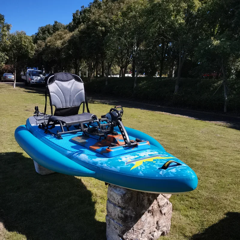 3 air chamber widening inflatable SUP fishing boat aluminum alloy seat pedal system can adjust the direction.