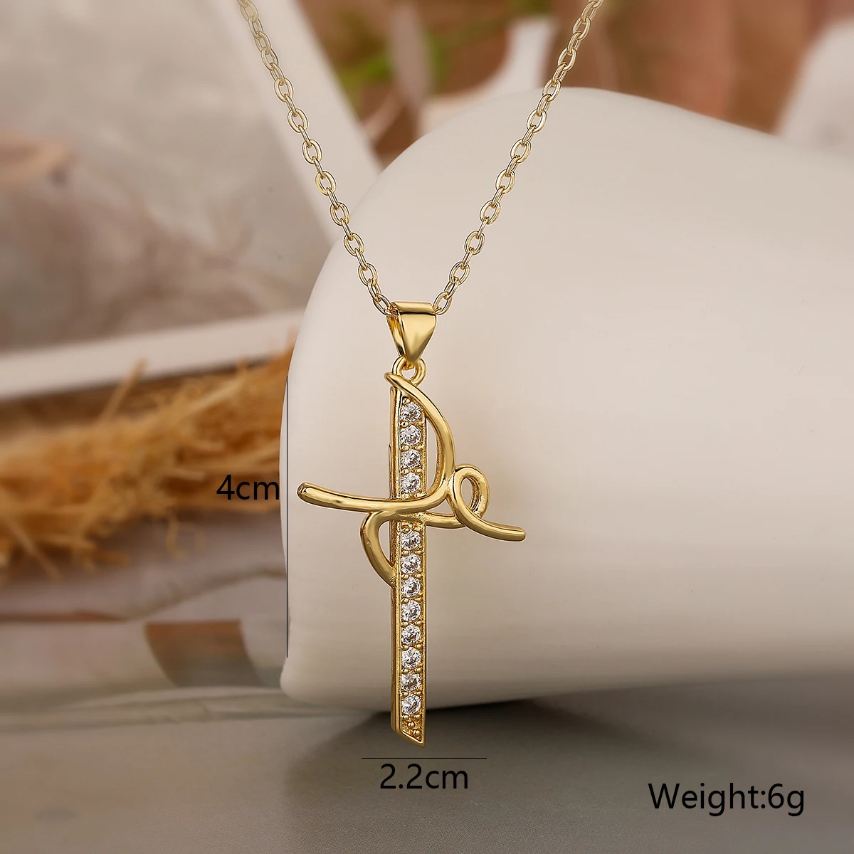 Unique Cross Design Pendant Necklaces For Women Girls,Cubic Zirconia Accessories Stainless Steel Chain Party Daily Jewelry