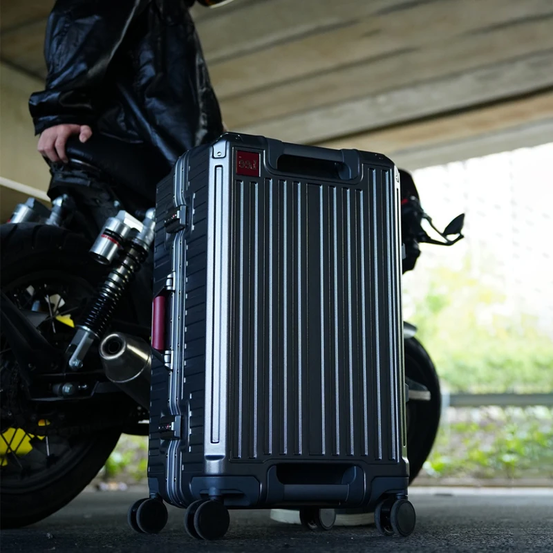 

Suitcase Aluminum Frame Travel Suitcase Men 20/24/26 Multifunctional Carry-On Luggage Women Durable Rotating Wheel Trolley Case